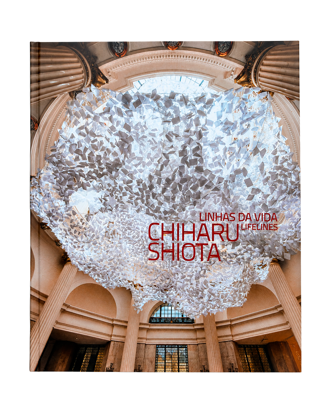 Capa do catálogo Chiharu Shiota: linhas da vida, projeto editorial da Via Traço